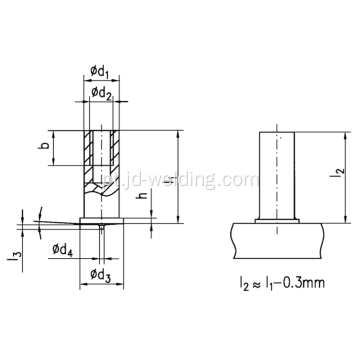 TI com rosca interna, descarga de capacitores Tapped Studs Thread interno, digite -o,